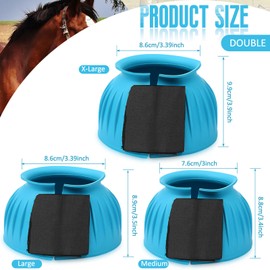 Abbylike 1 Pair Horse Bell Boots Protect Against Hoof Impact Trauma Rubber Bell Boot for Horse Cute Horse Boots Horse Care Boots for Turnout No Rub Design Quick Wrap Hook and Loop(Blue,Large)