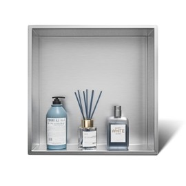 Bernkot Stainless Steel Shower Niche 12" X 12" Brushed No Tile Needed Niche Shower Recessed Wall Niches for Bathroom Storage Over Mount Installation