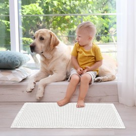 ZALL Waffle Bath Mat White Super Absorbent Non Slip Bathroom Rug 24x36inch,Machine Washable Ultra Soft Floor Mats