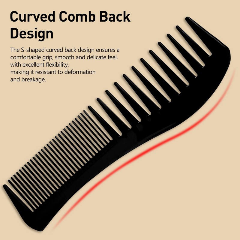 Zoolinn Versatile Hair Grooming Set - 3PCS Black Double-Sided Combs