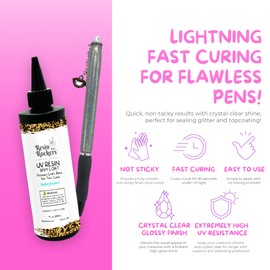 Resin Rockers Skim Coat UV Resin for Pen Making, Clear High Gloss Finish, Fast Curing, Non-Toxic, Anti-Yellowing, 60-120 Sec Cure Time, 24-54W UV Lamp Required, 250 g