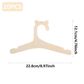 AIMALL 20PCS Wooden Children's Bear Hangers - Creative 9x4.8 Inch DIY Pendant Clothes Hangers for Kids' Room Decoration - Durable and Cute Wooden Closet Organizers