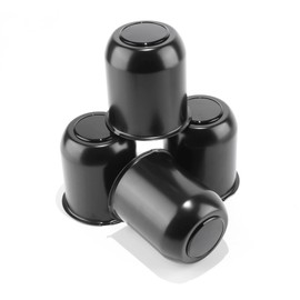 DewFlew 4Pcs 3.74" Push Through Wheel Center Caps Stainless Trailer Hub Cap for Truck SUV RV Wheel Rim (Fit 3.74" Bore 4.33" H Matt Black)