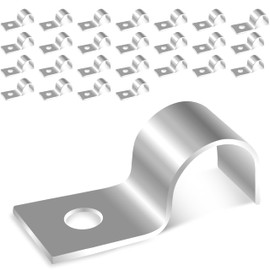 Jyvex Pack of 30 metal cable clamps, V2A stainless steel pipe clamps, 5 mm, single hole, U-pipe clamps, mounting clamp, hose buckle, pipe holder, clamping clamp for pipes, diameter 5 mm