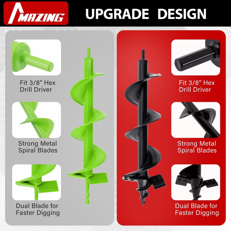 MAZING 16" x 4" Upgraded Spiral Auger Drill Bit for
