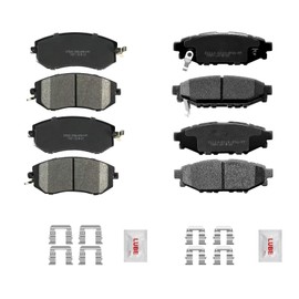 Ceramic Front and Rear Disc Brake Pads Kit with Hardware fit for Subaru Forester Outback 2.5L 2011 2012 2013 2014 2015 2016 2017 2018