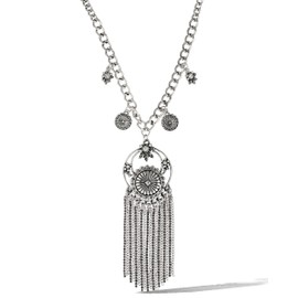 Jessica Simpson Dreamcatcher Pendant Necklace for Women 16", Silver-Tone Trendy Boho Necklace with Pendant and Charms