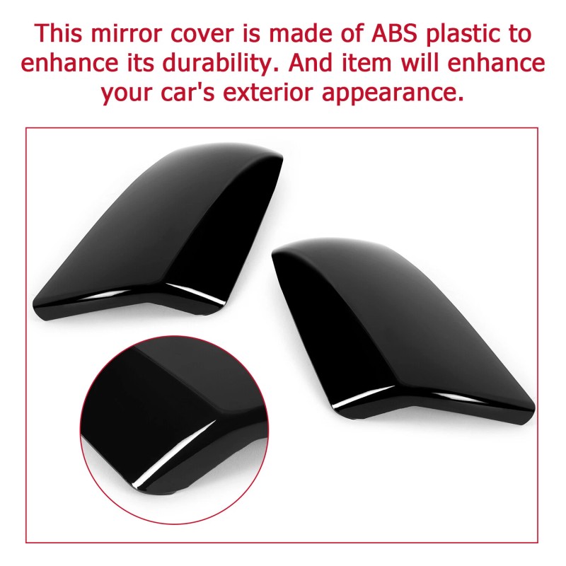 HECASA Gloss Black Side Mirror Cover Cap Replacement For Toyota