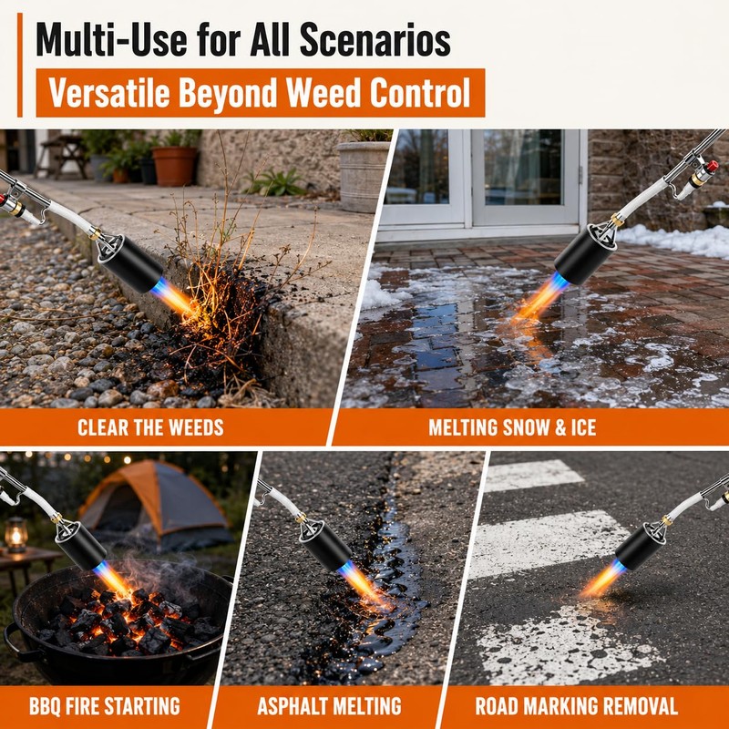SafBbcue Propane Torch Weed Burner | 12.5FT Hose, 2 Modes