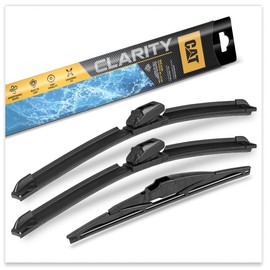 Cat C2.0 Windshield Wipers Blades 3pc Set Heavy Duty Automotive Replacement Windshield Wiper Blades Premium Beam Design, Front Pair PLUS Rear Wiper All Season Silent Clean Streak-Free Rubber 3-Piece