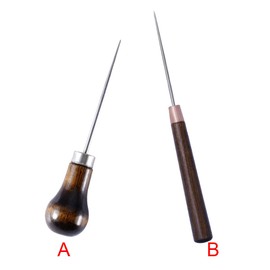 Awl Stainless Wood Handle Sewing DIY Stitching Craft Hole Punching Repair Manual Handmade Leathercraft Clothes Tool, Type 2