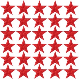 PAGOW 30 Pcs Star Iron on Patch, 1 Inch Sew on Star Embroidered Patches, Iron on Patches Embellishments for Clothes, Hats, Jackets, Backpacks, Star Decor, Appliques Decoration (Red, 1")
