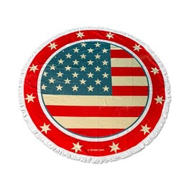 Toothsome Studios Patriotic Round Beach Towel, Microfiber, 59 inches Diameter (AmericanFlagVintage)