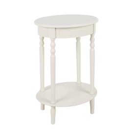 Decor Therapy Simplify Oval Wood Accent Table with Shelf, 27" x 19.5" x 15.5", Antique White