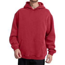 Hatant Oversized Hoodie Sweatshirts for Men Couples Heavyweight Hoodies Pullover Vintage Acid Wash Sweaters Hoodies with Pocket Men's Fashion Hoodies Sweatshirts Fall 2024 Red-L