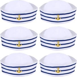 6 Pieces Sailor Hat Captain Navy Hat Blue with White Sail Hats for Kid Navy Costume Accessory, Dressing Up Party