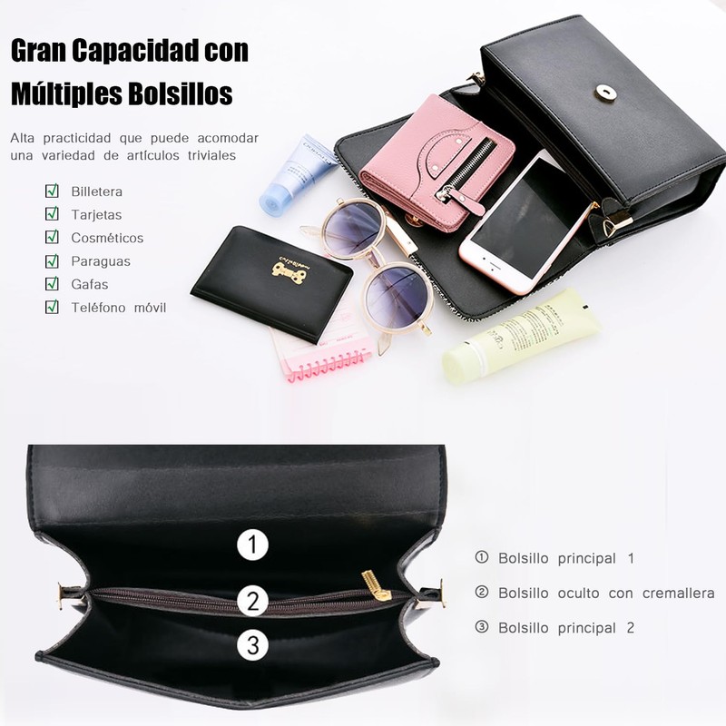 Bolso Cruzado Mujer Pequeño Bolsos de Mano Rayas Retro Bolsas