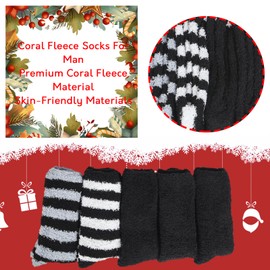 Chalier Cosy 5 Pairs of Thick Cuddly Socks, Soft, Comfortable Men's Winter Socks, Warm Home Fluffy Bed Socks, Gifts for Men, Women, black
