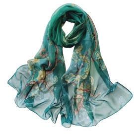 Chiffon Scarf Women -Ladies Scarves Lightweight Floral Print Chiffon Scarfs Shawls and Wraps for Womens Spring Autumn,Satin Scarfs for Women Lightweight Fashion Ladies Scarves Silky Feeling Shawl Wrap