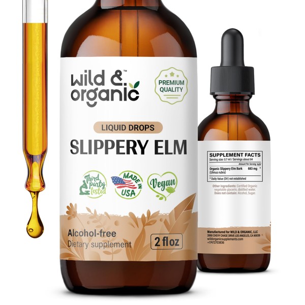 Slippery Elm Liquid Drops - Organic Slippery Elm Bark Tincture