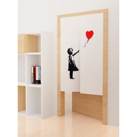Stylish Split Curtain Room Divider, Light Blocking, European-Style, Long Curtain, Concealing Screen, Interesting, Soft, Decorative, Door Curtain, Entryway, Kitchen, Living Room, Restaurants, Entrances and Exits, Banksy, 33.5 x 47.2 inches (85 x 120 cm)