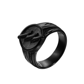 PAURO Men's Ring Stainless Steel Biker Thunder Signet Ring, Metal, Metal