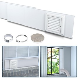 Pearwow Dryer Vent Window Kit for 4" Diameter Dryer Vent Hose,Adjustable Window Vent Kit with Louvered Dryer Vent Cover Stop Birds Nesting for Sliding and Hung Windows Up to 47Inches