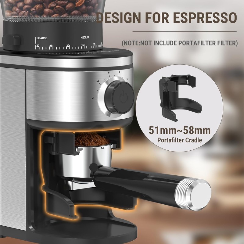 AYCHIRO Coffee Grinder, Electric Conical Burr Grinder with 30 Grind