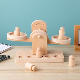 ibasenice Toy with Wooden Scales - Educational Toy with Scales/Toy with Scales/Toy with Calculation Scales for Children/Assembly Scales/Montessori Mathematics Material Teaching Toy