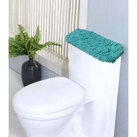 Home Weavers Bell Flower Collection 10x22 Tank Lid Cover 100% Cotton Tufted Bath Rugs, Extra Soft and Absorbent Bath Rugs, Non-Slip Bath Mats, Machine Washable, Bathroom Bath Mats for Floor, Turquoise