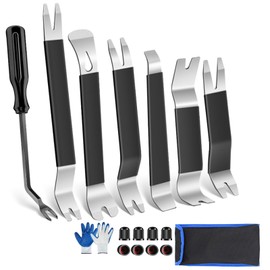 lcyen 17-Piece Car Disassembly Tool Set, Car Lever Tool, Car Tool for Door Panels and Interior Trims, Pin Tool, Car Set with Trim Wedges, Valve Caps, Bag, Work Gloves