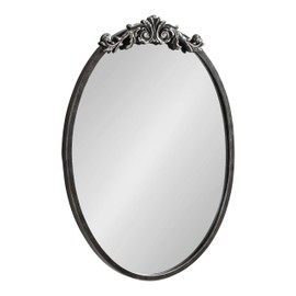 Kate and Laurel Arendahl Ornate Glam Oval Wall Mirror, 18 x 24, Antique Black, Beautiful Bohemian Mirror for Wall
