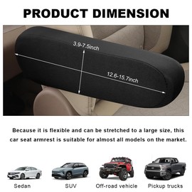 KVAEY 2 PCS Car Front Seat Armrest Covers, Elastic Fabric Stretch Car Seat Armrest Protectors, Soft Front Seat Armrest Cover Replacement, Universal Vehicle Accessories for Cars (Black)