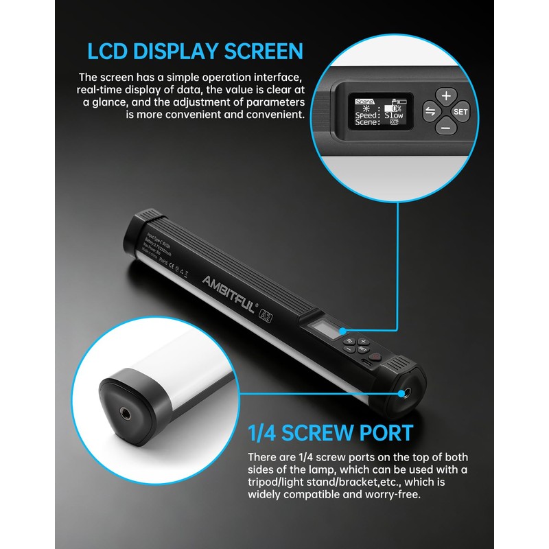 AMBITFUL A2 Full Colour RGB Tube Light, CRI 95 TLCI
