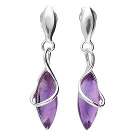 Marquise/Teardrop Cut Purple Amethyst Sterling Silver Dangly/Dangle Drop Earrings for Women Ladies Girls - 925 Sterling Silver - Amethyst Jewellery for Women. 280050