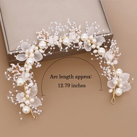 Girl Pearl Headpiece Crystal Flower Headband Bridal Baby Crystal Hair Vine for Princess Flower Girls & Bridesmaid Wedding Headband Bridal Headpiece Hair Jewelry