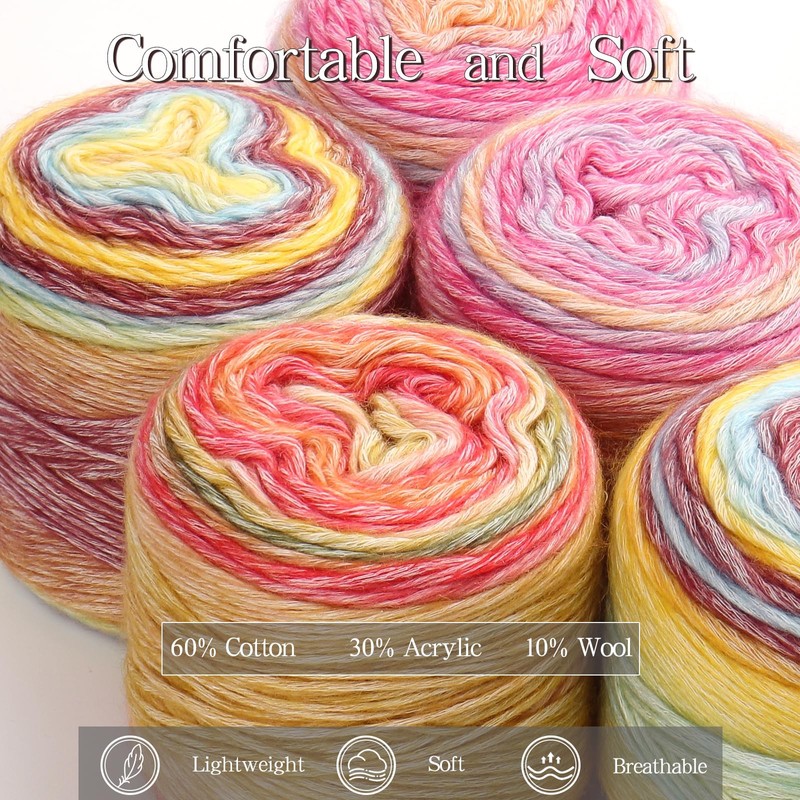 Katech Fairyland Yarn for Crocheting Knitting-4 Packs Gradient Cake Yarn