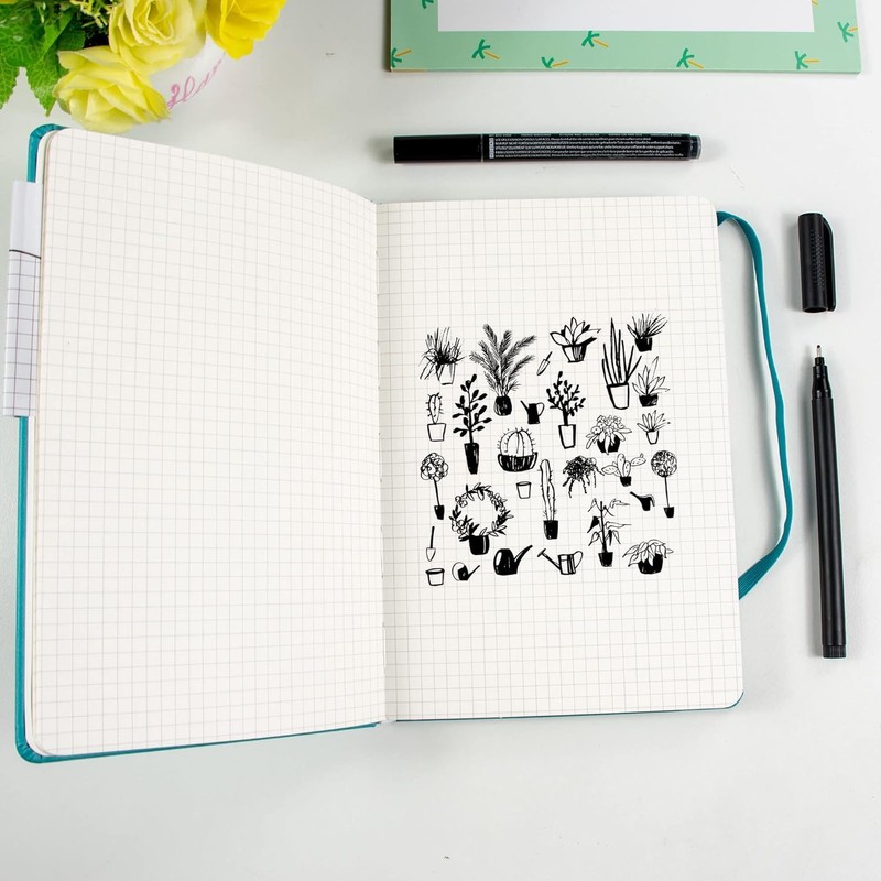 STATIONERY ISLAND Notebook A5 Squared Journal Hardcover with 120 g/m²