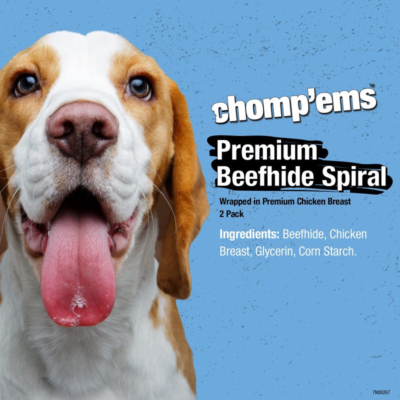 Chomp’ems Premium Beefhide Chews for Dogs, 2 Chews