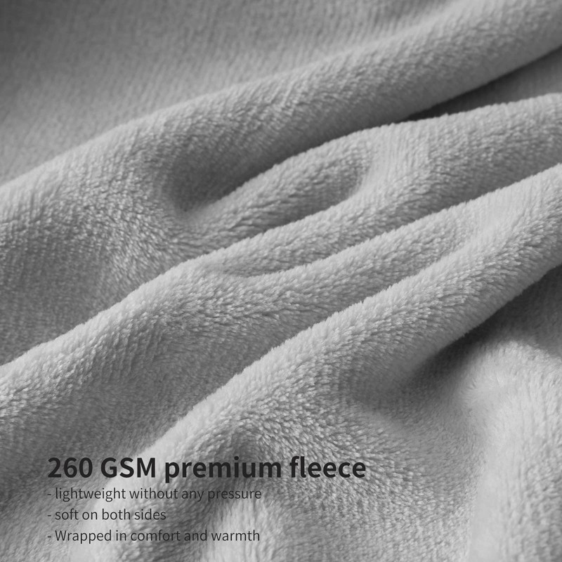 Aisbo Fleece Blanket Grey Throw - Versatile Soft Warm Blanket