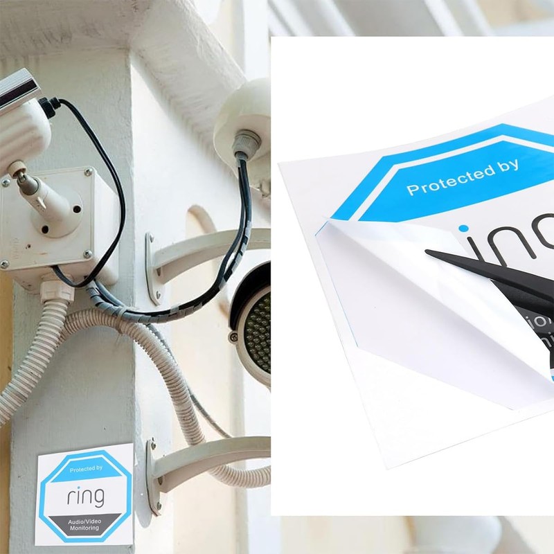 Durlo 10Pcs CCTV Doorbell Camera Sticker PVC Waterproof Ring Security