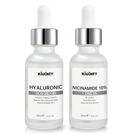 Set De 2 Sueros De Ácido Hialurónico Y Niacinamida: Reduce Arrugas, Suaviza Líneas De Expresión Y Mejora La Textura De La Piel. Hidrata, Regula La Grasa Y Minimiza Los Poros. Para Todo Tipo