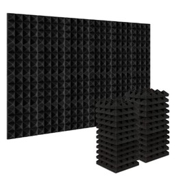 Tiudium 24Pcs 25X25X5Cm Studio Acoustic Soundproof Foam Pyramid Noise Insulation Sound Absorption Treatment Panels Black