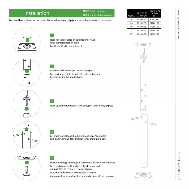Coreline 2T Adjustable Jackpost