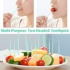 Toothpicks,Tooth Picks Flossers with Bristles,Double-Side Dental Picks,Plastic Toothpicks Disposable,Portable Package(40