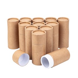 BENECREAT 12pcs 50ml Wooden Color Kraft Paper Tube Kraft Tube with Lid, Colored Pencil Box, Tea Canister, Coffee Beans, Gift Wrapping, Storage Container for Packing