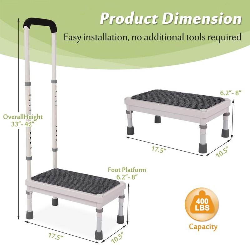 Medical Step Stool with Handle for Elderly Bed Steps for