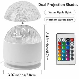 Aurora/Water Ripple/Sky Projector Light, 1/2 Counts USB Rechargeable 16 Colors LED Projector Lamp with Remote Control, Home Decor Northern Lights Ambient Light, Room Decor:_Water Ripple*1+Aurora*1_White