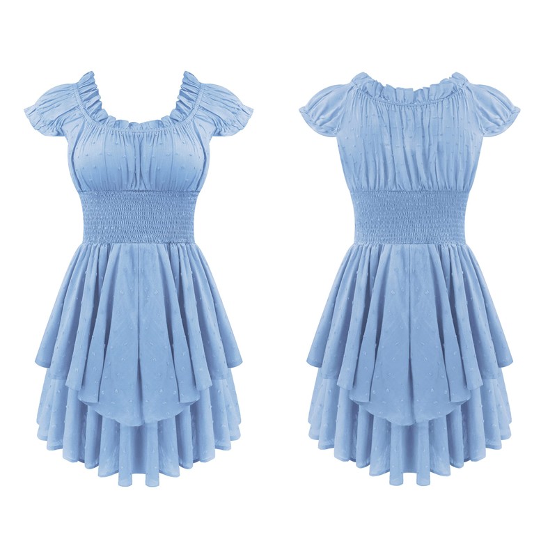 R.Vivimos Mini vestidos de verano de algodón con mangas abullonadas