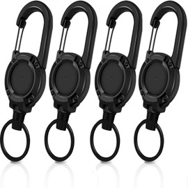 4 pieces lanyard, extendible, durable retractable key ring, retractable key ring with 60 cm steel wire rope, ID holder extendable
